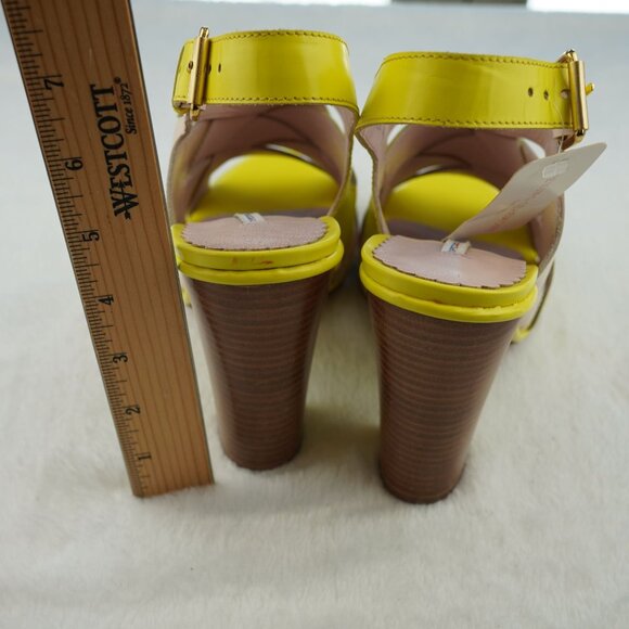 Opening Ceremony Colorblock Heels Yellow Blush Pink Leather Platform Sandals 9.5 - Picture 4 of 11